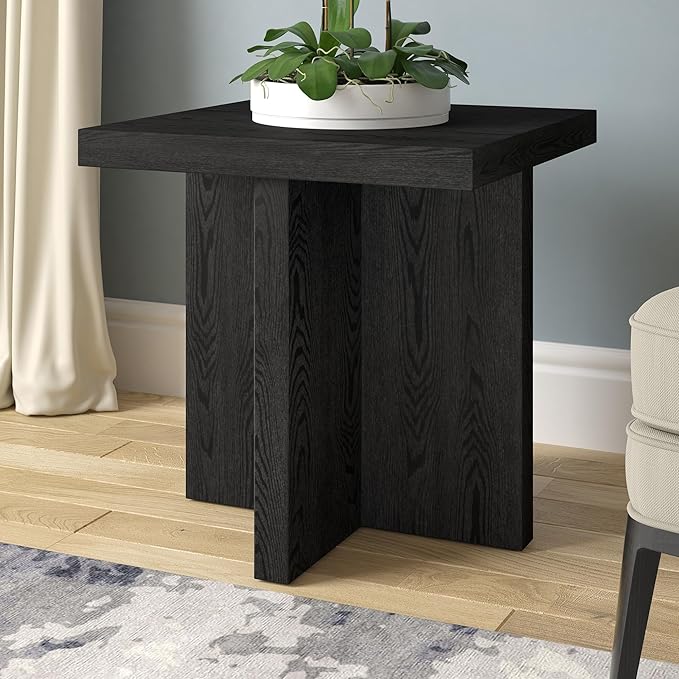 Henn&Hart 22" Wide Square Side Table in Natural Black, - Image 7
