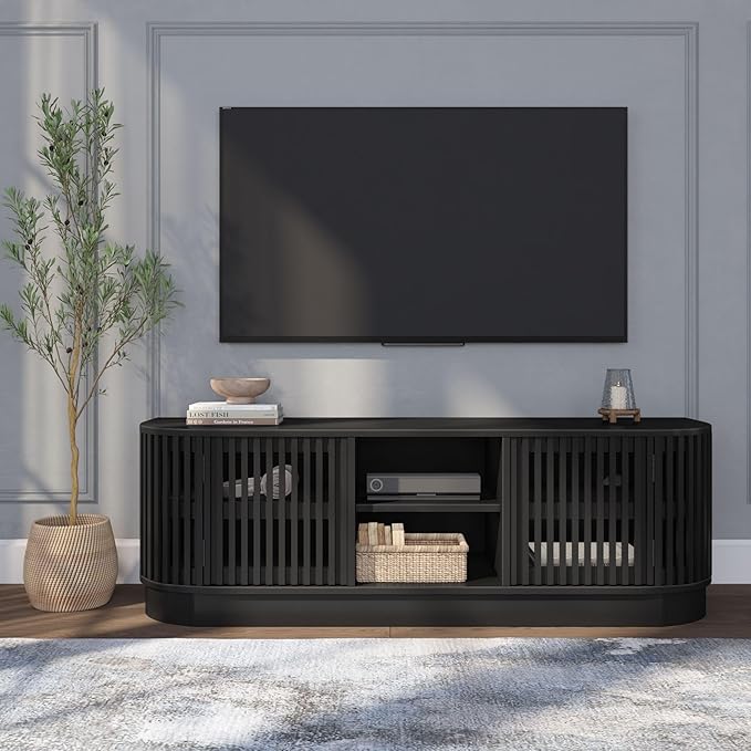 Plank+Beam Contour Wood TV Stand, Solid Wood Entertainment Console - Image 9