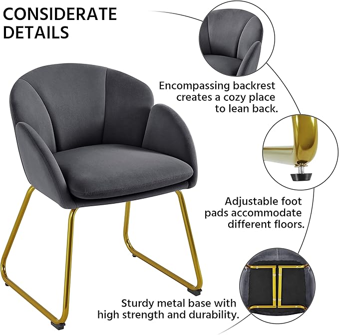 Yaheetech Flower Shape Velvet Armchair, Modern Side Chair Vanity Chair - Image 6