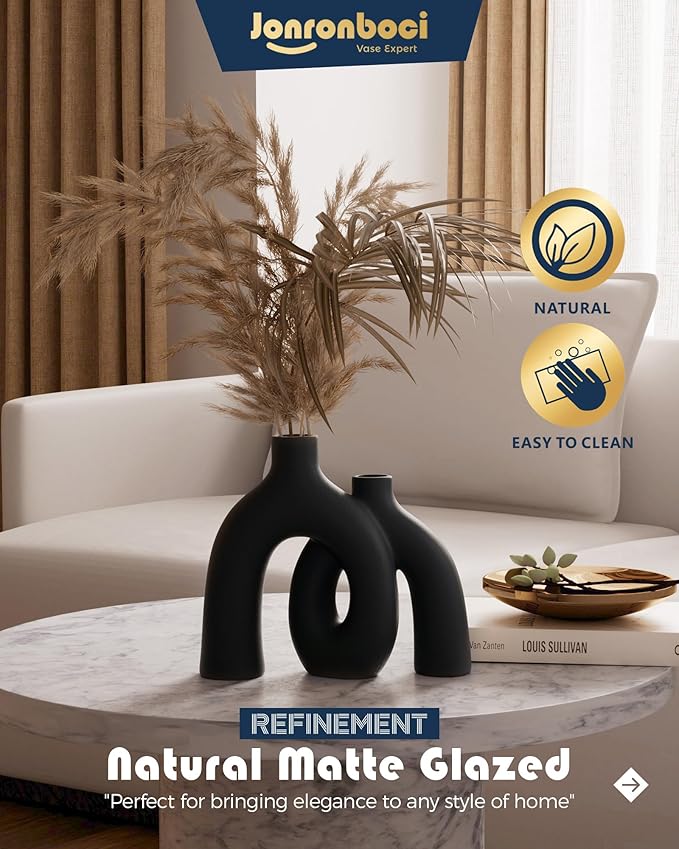 Matte Black Vase Set - Image 4