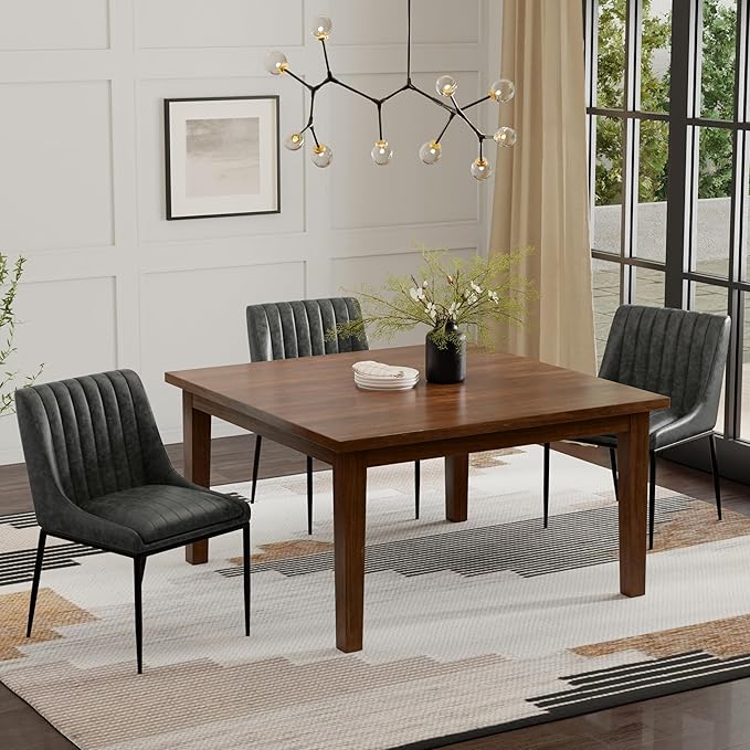 SIMPLIHOME Eastwood Square Dining Table, Solid Wood Walnut Veneer in Walnut - Image 2