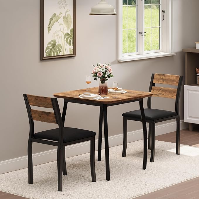 GAOMON Dining Table Set for 2, 3 Piece Small Kitchen Table and 2 Upholstered - Image 5
