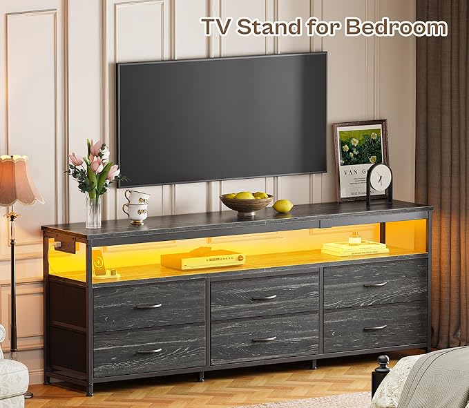 Huuger 63 Inch TV Stand for 55, 70 Inch TV, Long Dresser TV Stand for Bedroom - Image 3