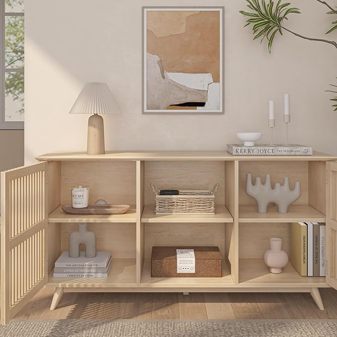 Plank+Beam Mid-Century Modern Wood TV Stand, Solid Wood Entertainment Console - Image 6