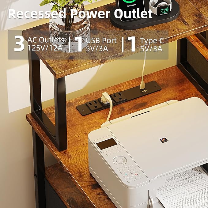 53" Computer Desk with 4 Drawers & Power Outlets, Reversible Home Office Desk - Image 6