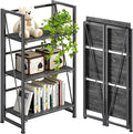4NM No-Assembly Folding Bookshelf Storage Shelves 3 Tiers Vintage Bookcase by 4NM