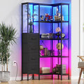 Corner Bookshelf with LED Light Strips & 4 Fabric Drawers, 5-Tier Convertible by Unknown