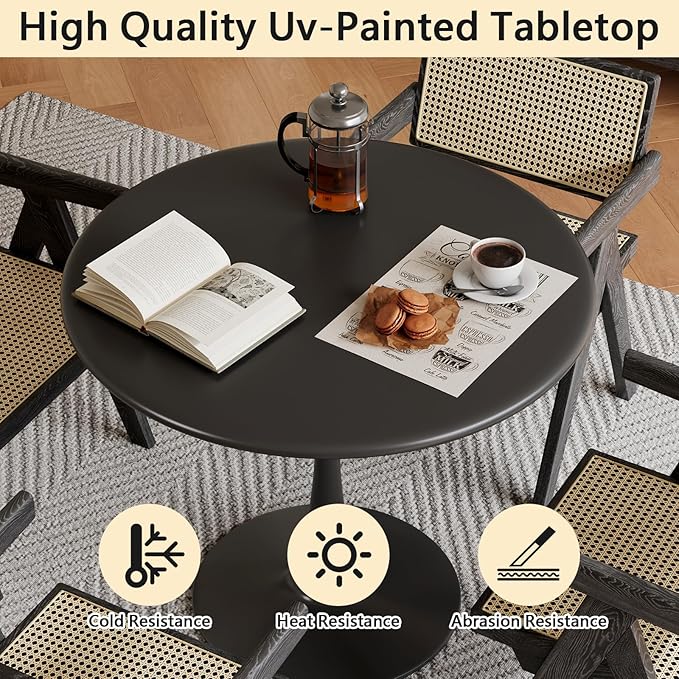 Black Small Tulip Table, 24 Inch Round Dining Table - Image 6