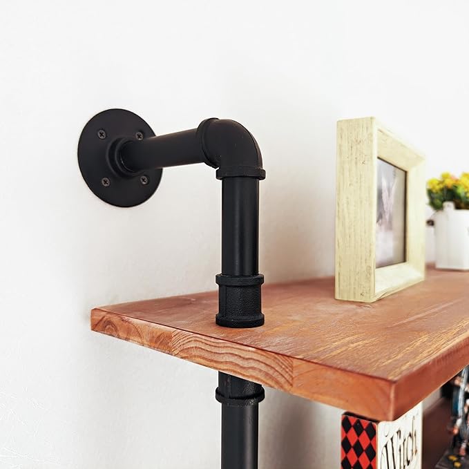 Industrial Ladder Shelf Bookcase, Wall Mounted Rustic Bookshelf, Retro Wood - Image 9