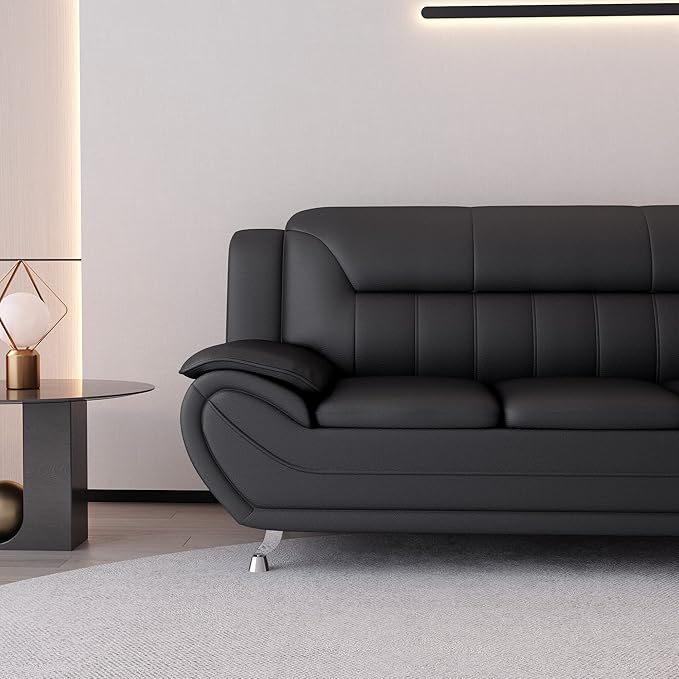 Container Furniture Direct Michael Modern Faux Leather Upholstered Stainless - Image 7