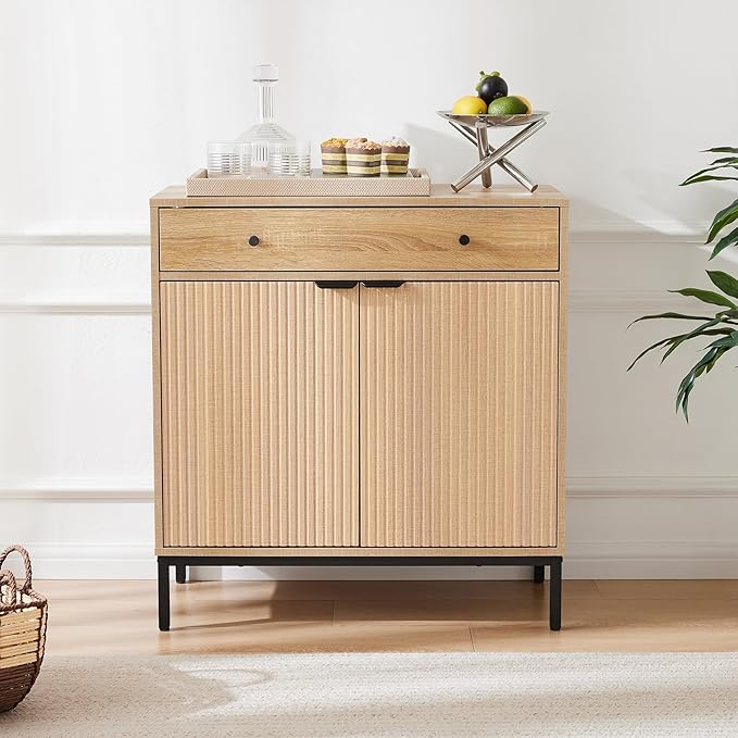 Sideboard Buffet Cabinet with Drawer, Farmhouse Coffee Bar Station Table by MERICONIA