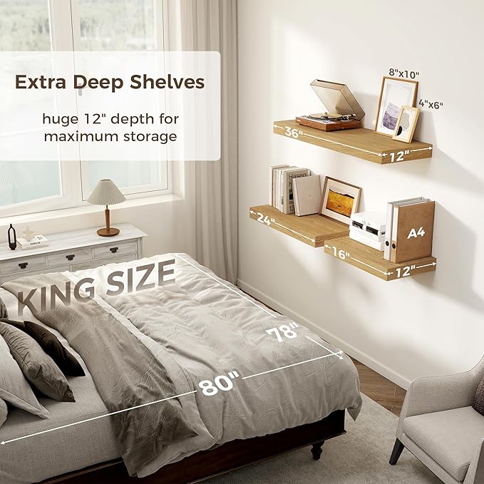 12 Inch Deep Floating Shelves, 24 x 12 Floating Shelf - Image 6