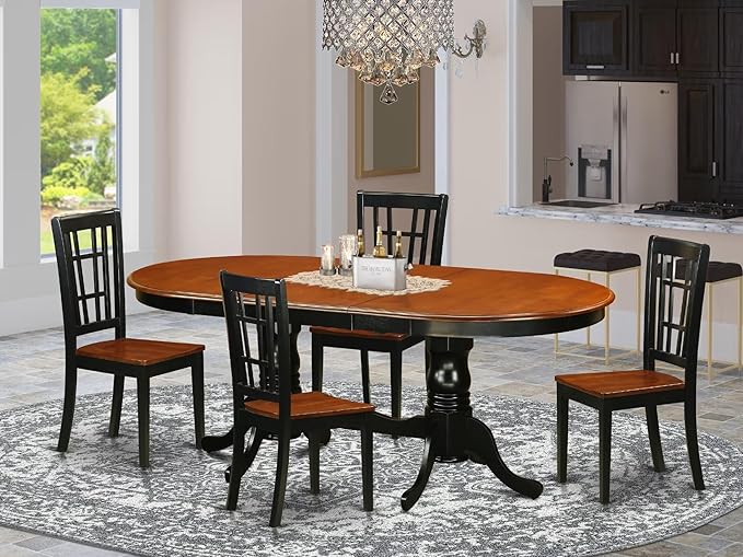 East West Furniture PLNI5-BCH-W 5 Piece Dining Room Furniture Set Includes an - Image 2