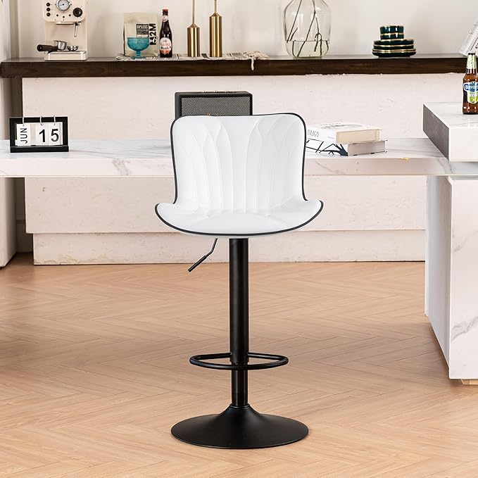 YOUNIKE Single White Bar Stools Modern Swivel Counter Height Bar Chair by YOUNIKE