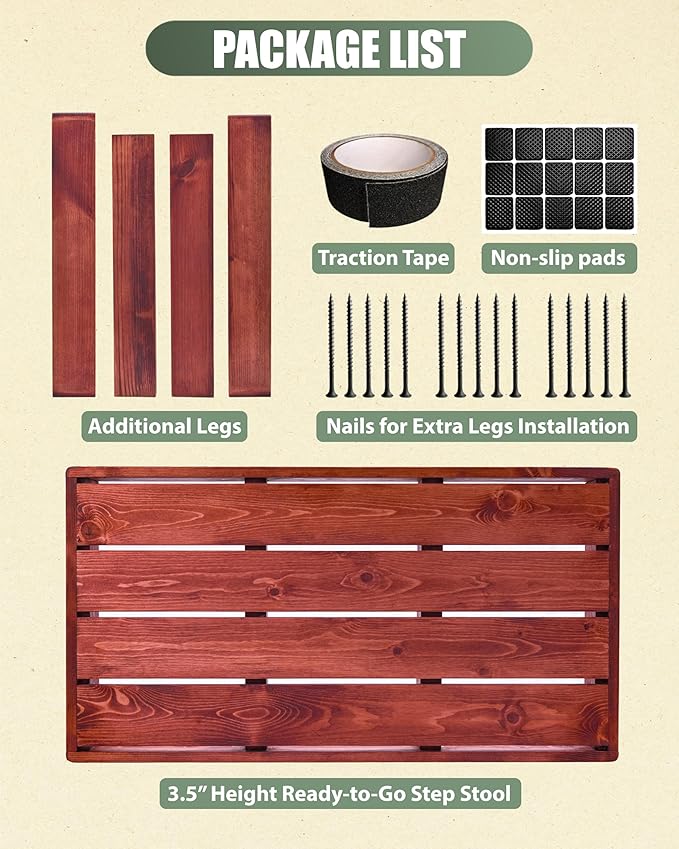 3.5"/6" Heightable Wooden Outdoor Step, 100% Heartwood Step Stools - Image 7
