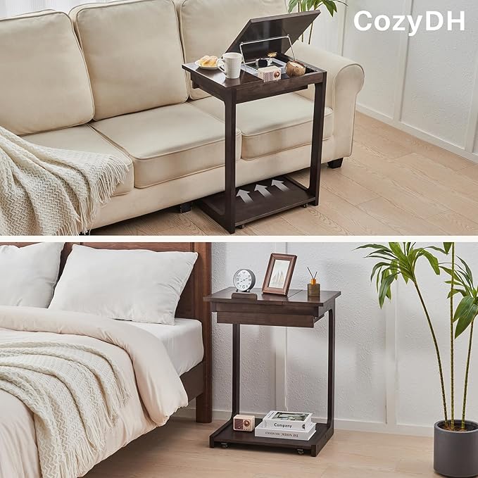 CozyDH Rolling Side Table with Wheels, Adjustable C Shaped End Table - Image 8
