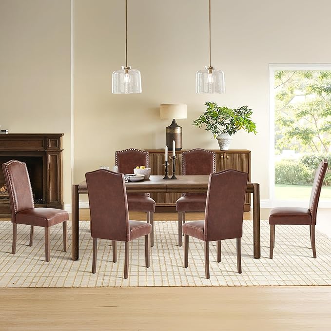 Stylish Upholstered Parsons Dining Chair PU Faux Leather - Image 5