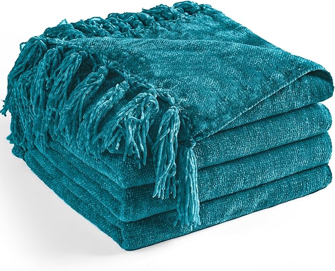 Chenille Throw Blanket for Couch 50"X 60", Soft Cozy Throws by LONGCREATE