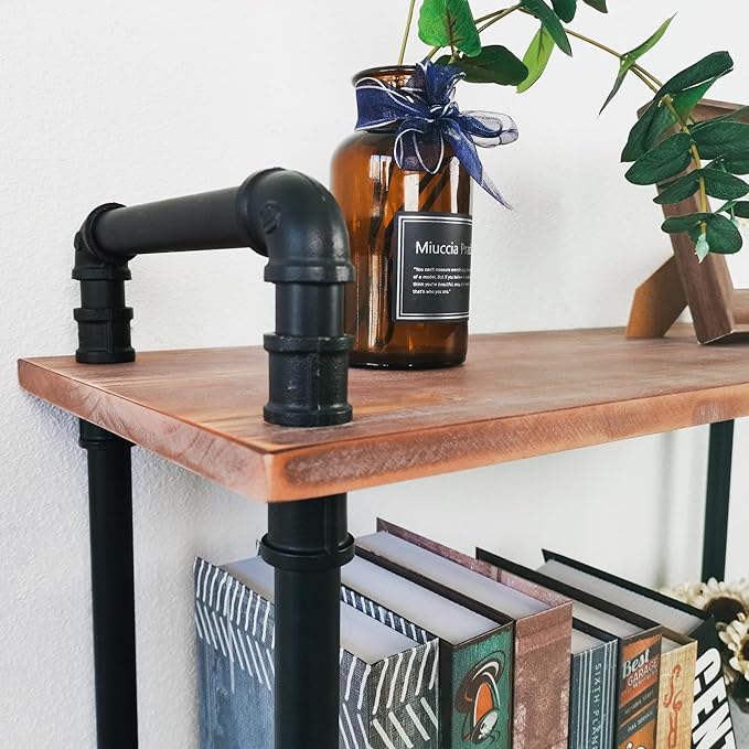 Industrial Bookshelf, 3 Tier Pipe Shelving, Industrial Pipe Shelf - Image 6