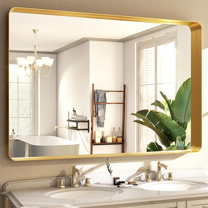 30 x 40 Inch Gold Bathroom Mirror by EASLY
