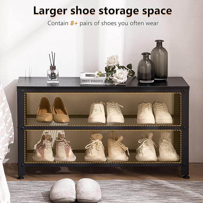 Apicizon Shoe Rack, 35.5 Inches 3-Tier Shoe Rack - Image 3