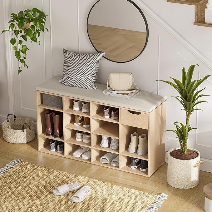 DINZI LVJ Shoe Bench, Entryway Storage Bench - Image 8