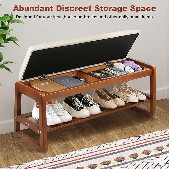 Shoe Bench Storage Rubberwood - Image 4