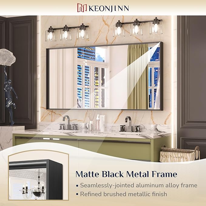 Keonjinn 48 x 24 Inch Black Bathroom Mirrors - Image 6