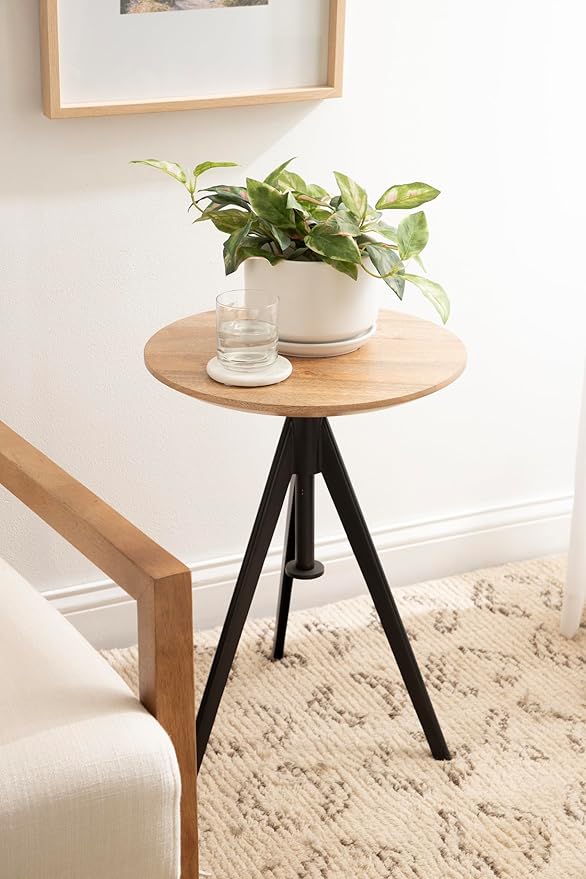 Kate and Laurel Keres Modern Adjustable-Height Round Tripod Side Table - Image 2
