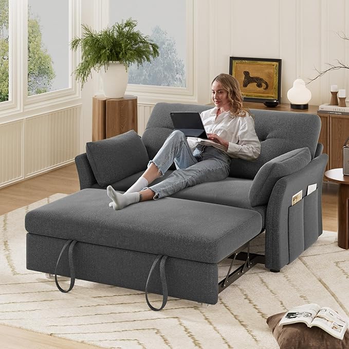 Vipbear 3-in-1 Chenille Convertible Sofa Bed, Pull Out Sleeper Sofa by VipbearLiving