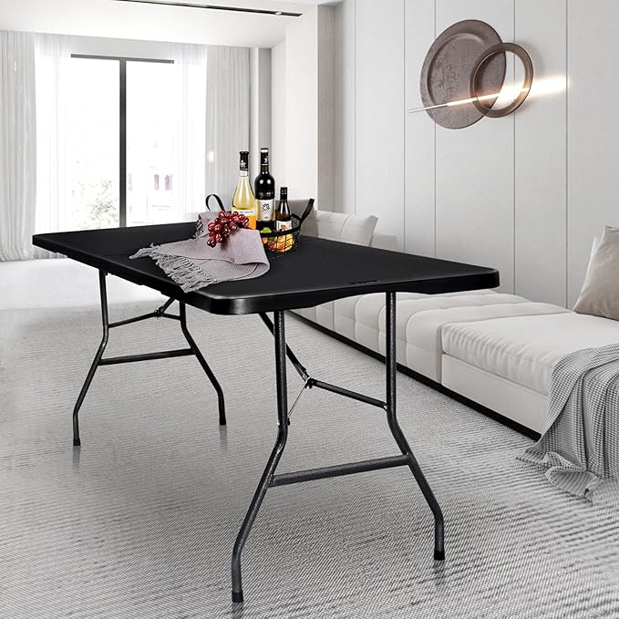 Folding Table 6ft Portable Heavy Duty Plastic Fold-in-Half 6 Foot Foldable - Image 9