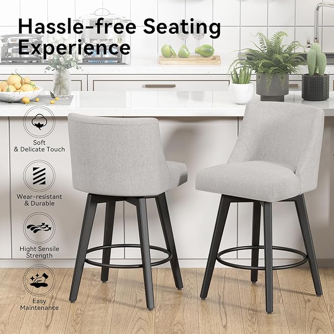 Counter Height Swivel Bar Stools Set of 3, 26 Inch Bar Stools - Image 3