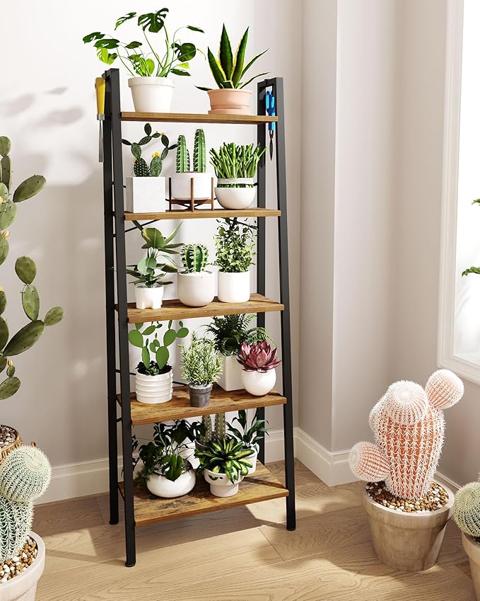 Ladder Shelf, Bookshelf Bookcase, Freestanding Corner Storage Shelve - Image 5