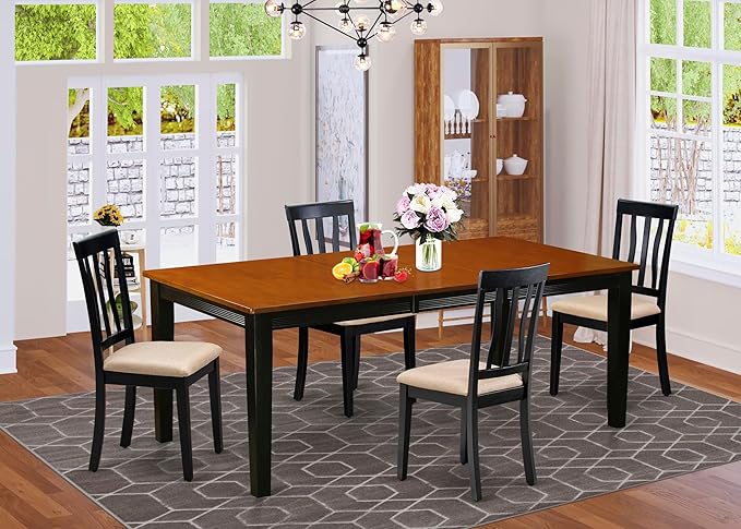 East West Furniture QUAN5-BCH-C 5 Piece Kitchen Table Set - Image 2