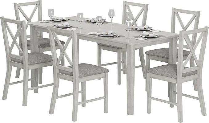 7-Piece Solid Wood Dining Table Set - Image 5
