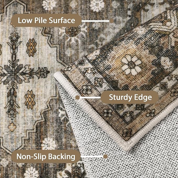 GENIMO 8x10 Area Rugs for Living Room, Machine Washable Low Pile Rugs, Non Slip - Image 7