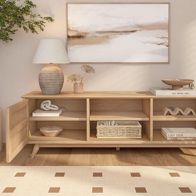 Plank+Beam Mid-Century Modern Wood TV Stand, Solid Wood Entertainment Console - Image 5