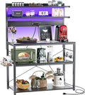 Aheaplus Bakers Rack with Power Outlet, Microwave Stand, 5 Tiers Coffee Bar by Aheaplus