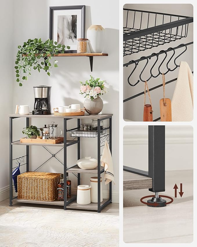 VASAGLE ALINRU Kitchen Baker’s Rack, Coffee Bar, Microwave Oven Stand, - Image 9