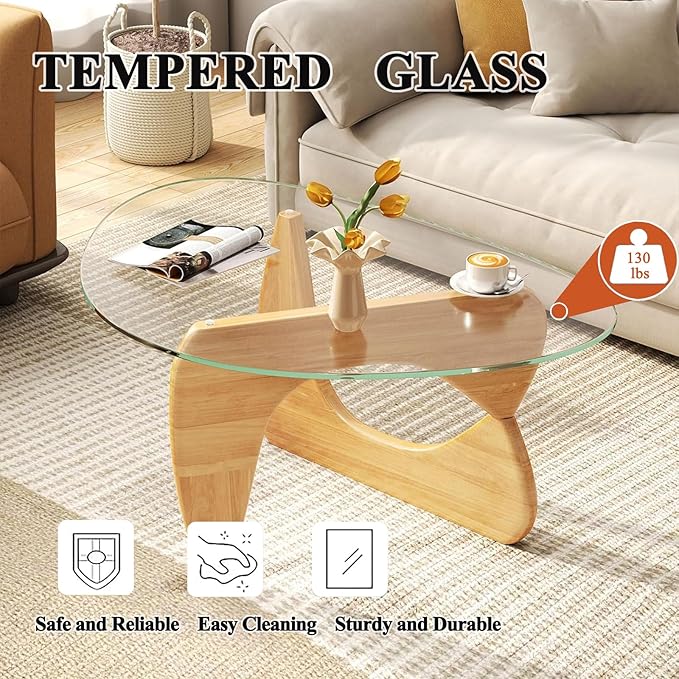 Modern Glass Coffee Table for Living Room, Mid Century Coffee Tables, Suitable - Image 3