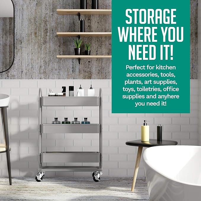 KoolerThings 3-Tier Rolling Metal Storage Organizer - Image 6