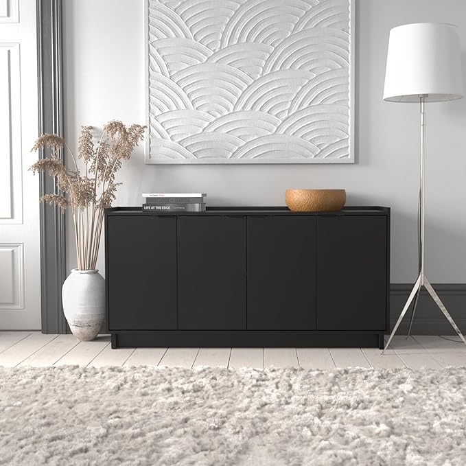 Prepac Simply Modern 4 Door Console Table Storage Cabinet, Buffet Cabinet - Image 11