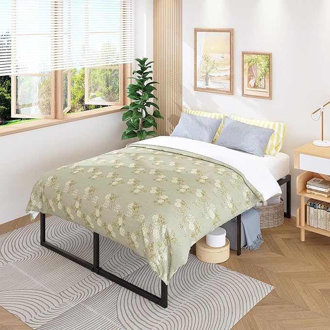 18 Inch Full Bed Frame No Box Spring Needed, Heavy Duty Metal Platform Beds - Image 4