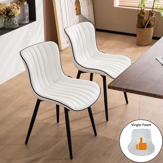 YOUNUOKE Mid-Century Modern Dining Chairs Set of 2, Armless Accent Chair - Image 4