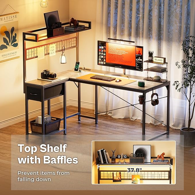 PRAISUN L Shaped Gaming Desk - Image 7