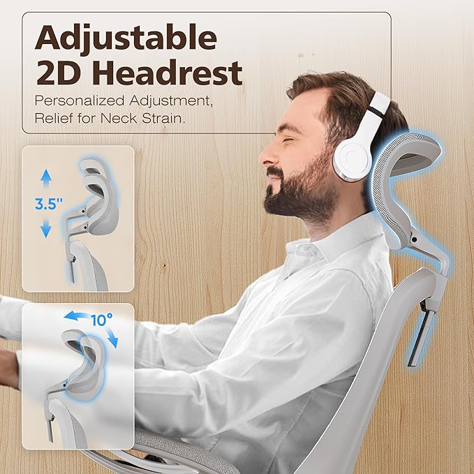 GABRYLLY Ergonomic Mesh Office Chair- White Desk Chair, Flip-Up Armrest - Image 6
