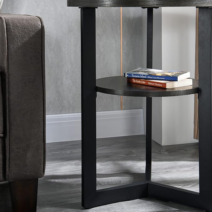 LEEMTORIG Round Side Table, 2-Tier End Table Nightstand - Image 7
