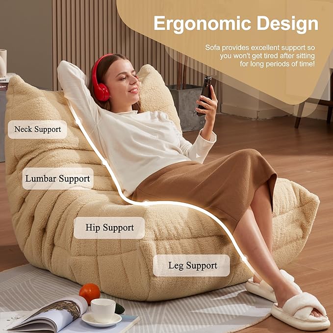 Bean Bag Chairs for Adults Giant Bean Bag Chair Memory Foam BeanBag Chair Big - Image 5