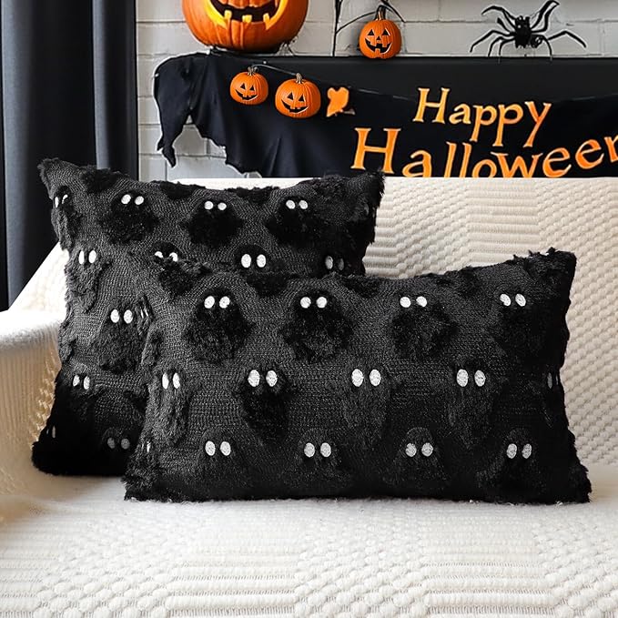 4TH Emotion Halloween Ghost Decorative Lumbar Pillow Covers 12x20 Set of 2 - Image 4