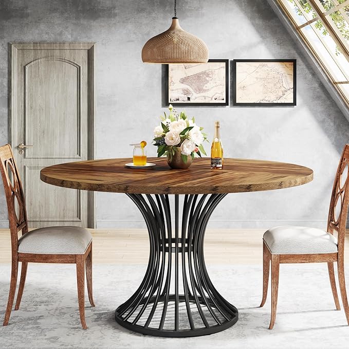 Tribesigns Round Dining Table for 4-6 People, 47-Inch Farmhouse Dinning Room - Image 6